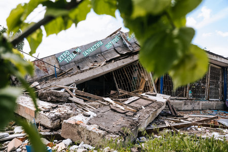 Consequences of the bombing of civilian houses. Russia military invasion of Ukraineのeditorial素材