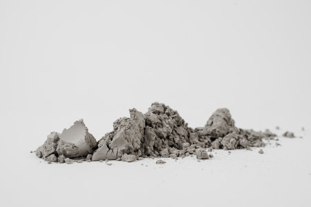 Silicon carbide for restore and sharpening stones to original flatness. Silicon carbide abrasive powder for leveling stones isolated on white backgroundの写真素材