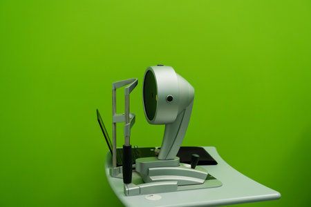 Corneal topography eye vision test for visual description of the shape and power of the cornea. Corneal topographer for topography examinationの写真素材