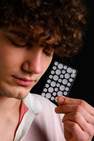 Invisible acne patches or stickers to heal problematic parts of skin from zits without medicaments...