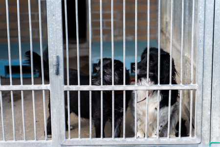 Adopt rescue dogs. Shelter dogs need love and care. Homeless dogs waiting for adoption in shelter...