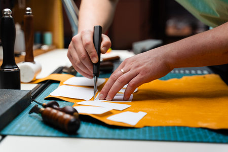 Leather crafting with precision knife and templates. Leather Cutting with Knife and Templates....