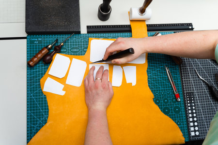 Leather crafting with precision knife and templates. Leather Cutting with Knife and Templates....