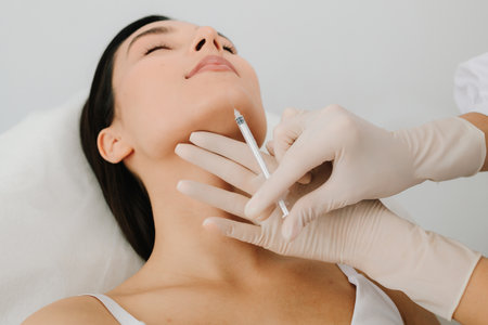 Cosmetic procedure using botulinum toxin to enhance chin and jawline balance. Botulinum toxin chin...