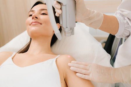 Laser therapy removes unwanted skin growths. Laser treatment for skin growths. Effective removal of...