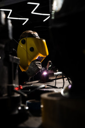 Metal TIG welding using tungsten electrode and protective argon gas