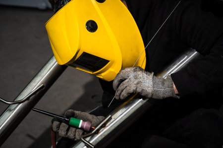 Professional TIG welding of automotive exhaust with argon and tungsten
