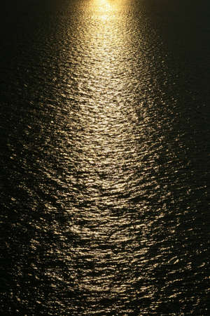 Bright reflection of the sunset on the water