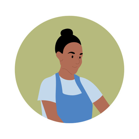 Dark hair woman lifestyle flat illustration isolated on white.