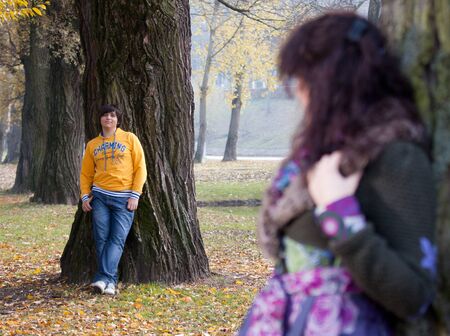 lovers during autumn datelovers during autumn dateの写真素材