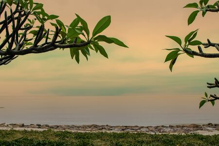 Sea and beach With atmosphere before nightの写真素材