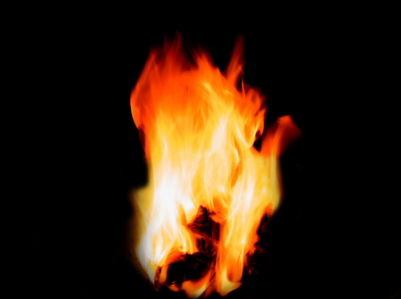 Flames on a black background Suitable to be made background. abstract, design, closeup, element,...