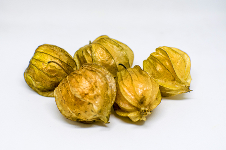 Cape gooseberry isolated on white background winter, diet, golden, tasty, smallの写真素材