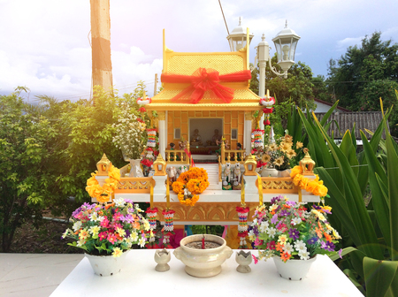 spirit House and beautiful sunshine.の写真素材
