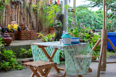 The backyard is perfect for relaxing.の写真素材