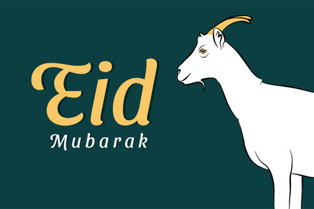 Eid Mubarak Poster with goat illustrationのイラスト素材