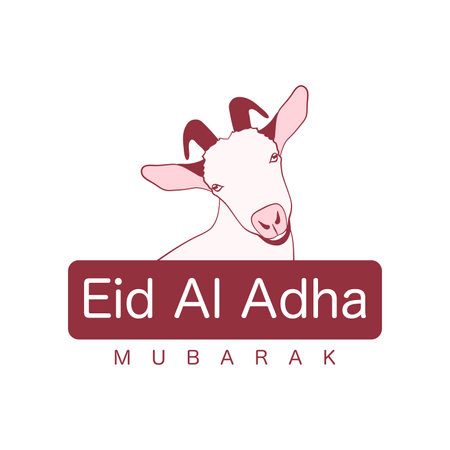 Eid al Adha logo with goat. Vector illustration on white background.のイラスト素材