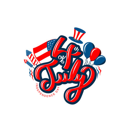 Creative 4th of July design isolated on whiteのイラスト素材