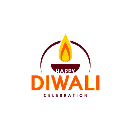 Happy Diwali Celebration logo design vector template. Diwali diya lamp symbol.のイラスト素材