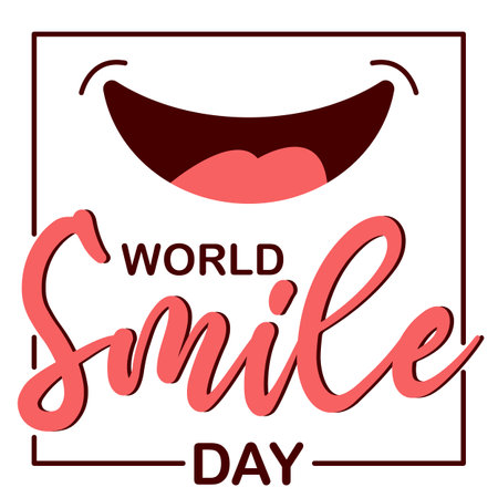 World Smile Day lettering. Greeting card. Vector illustrationのイラスト素材