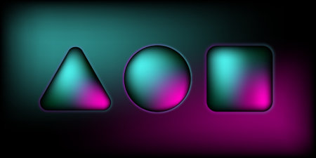 Set of neon abstract shapes vector templateのイラスト素材