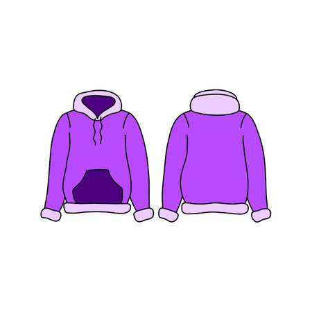 Purple Hoodie Front and Back vector templateのイラスト素材