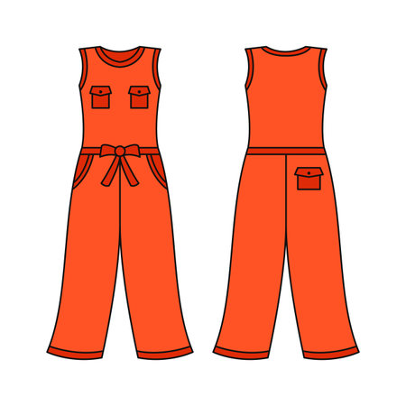 Orange jumpsuit front and back vector designのイラスト素材