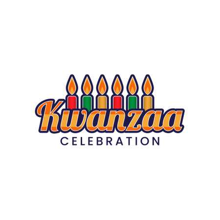 Kwanzaa Celebration with candles isolated on whiteのイラスト素材