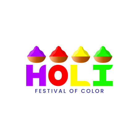 Holi festival vector logo design template. Happy Holi festival greeting card.のイラスト素材