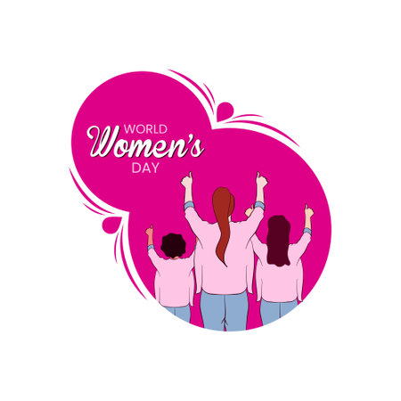World Women's Day greeting card. Vector illustration on pink background.のイラスト素材