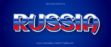 RUSSIA text, 3d effect style editable text effect templateのイラスト素材