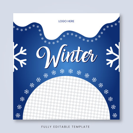 Winter banner with snowflakes and place for image. Vector designのイラスト素材