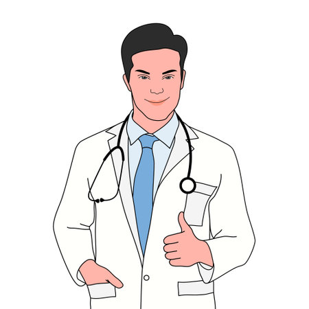 Male doctor with stethoscope. Vector illustration on white background.のイラスト素材
