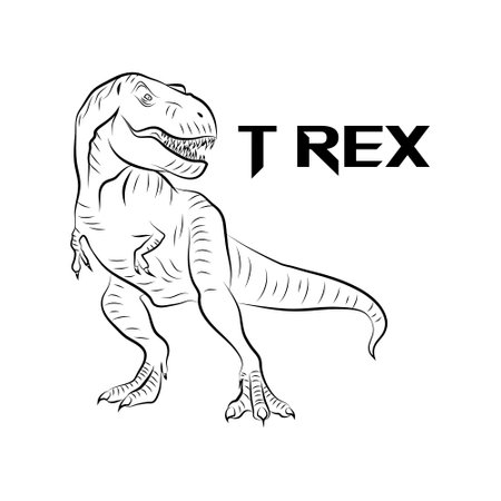 Tyrannosaurus rex dinosaur. Black and white vector illustrationのイラスト素材