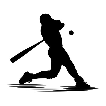 Baseball player silhouette on a white background. Vector Illustration.のイラスト素材