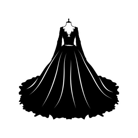 Wedding dress on a mannequin. Vector illustration.のイラスト素材