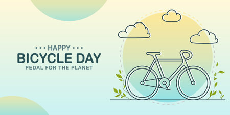 Happy Bicycles Day Background â Vector Illustration for Greeting Card, Poster, and Bannerのイラスト素材