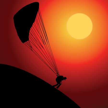 Paraglider over sunsetのイラスト素材