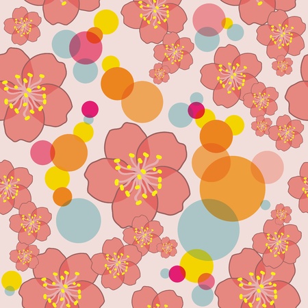 Spring seamless vector background with sakura flowersのイラスト素材