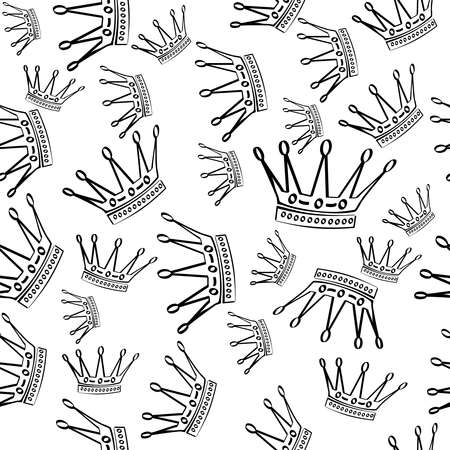 Crown seamless black and white のイラスト素材