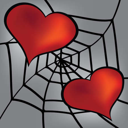Two hearts in the web.のイラスト素材