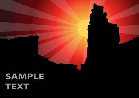 Sunset in the canyon. Colorful vector background.のイラスト素材