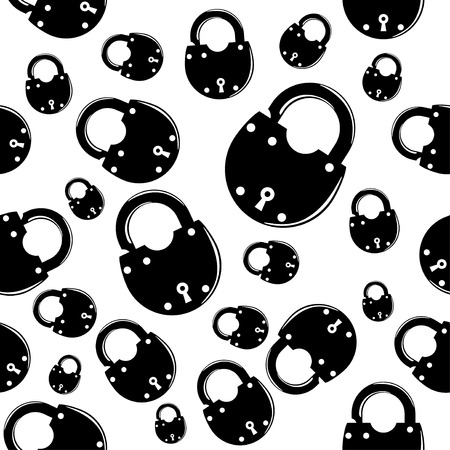 Black padlocks on a white background. Seamless vector background.のイラスト素材