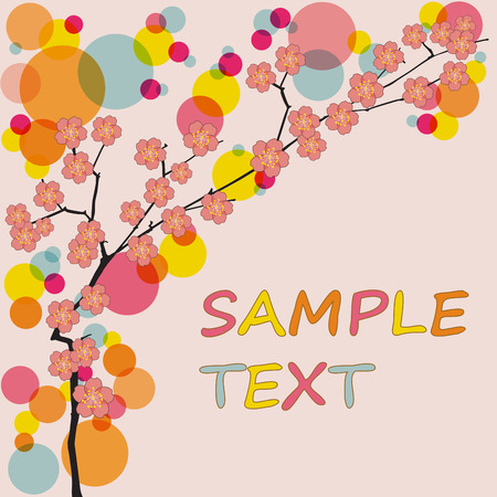 Spring vector background with sakura flowers. Colorful illustration.のイラスト素材