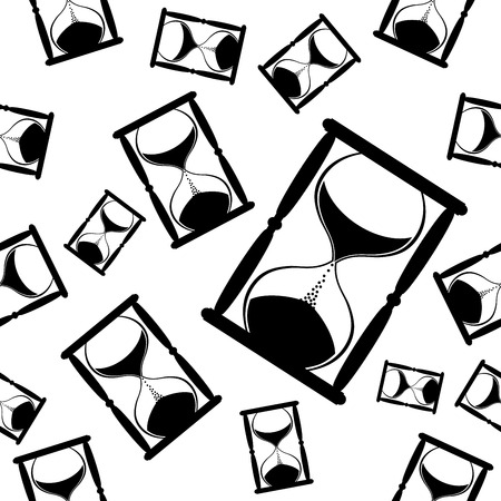 Hourglass. Black and white seamless vector background.のイラスト素材