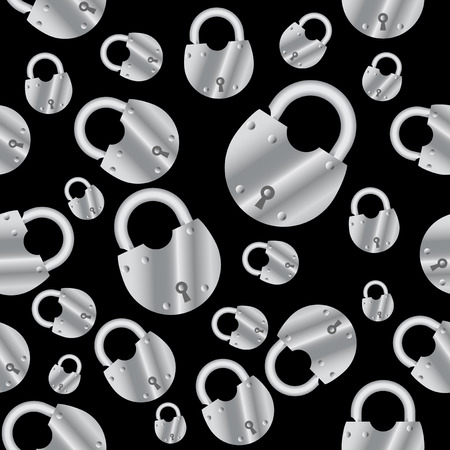 Steel padlocks on a white background. Seamless vector background.のイラスト素材