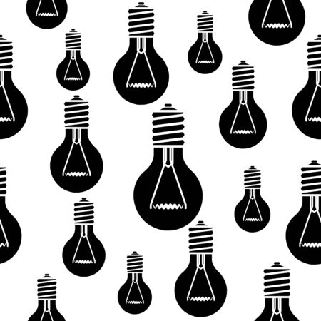 Light bulbs seamless black and white vector pattern.のイラスト素材