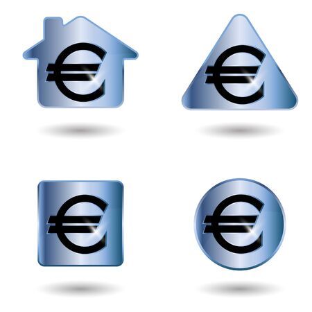 Euro sign. A set of four colorful vector elements.のイラスト素材
