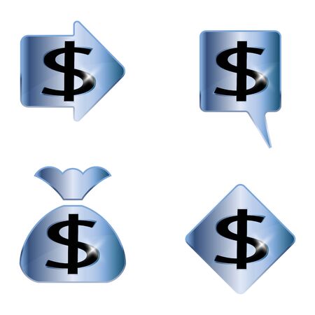 Dollar sign. A set of four blue vector elements.のイラスト素材