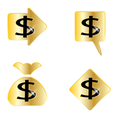 Dollar sign. A set of four useful gold vector elements.のイラスト素材